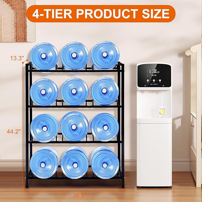 5 Gallon Water Dispenser Jug Holder Heavy Duty Water Cooler Jug Rack and 4 Tier - Image 2