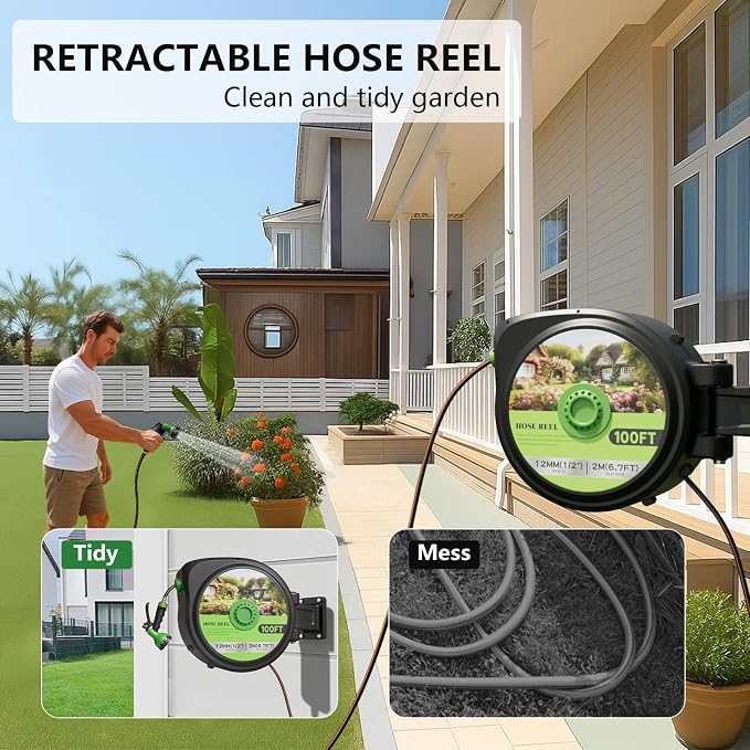 Automatic Retractable Garden Hose Reel 1/2 Inch x 100ft - Image 2