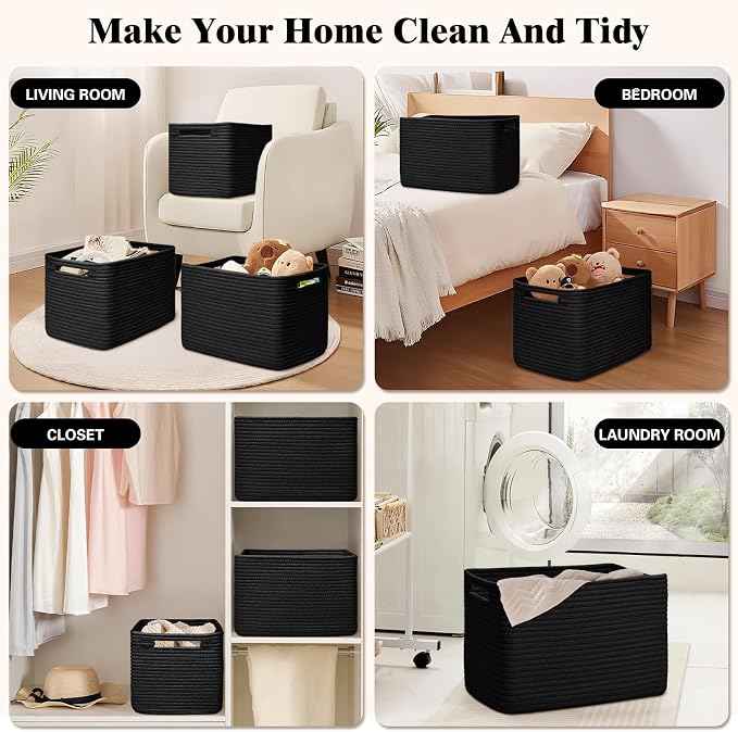 Storage Baskets for Organizing, 4 Pack Storage Baskets for Shelves, Woven - Image 6
