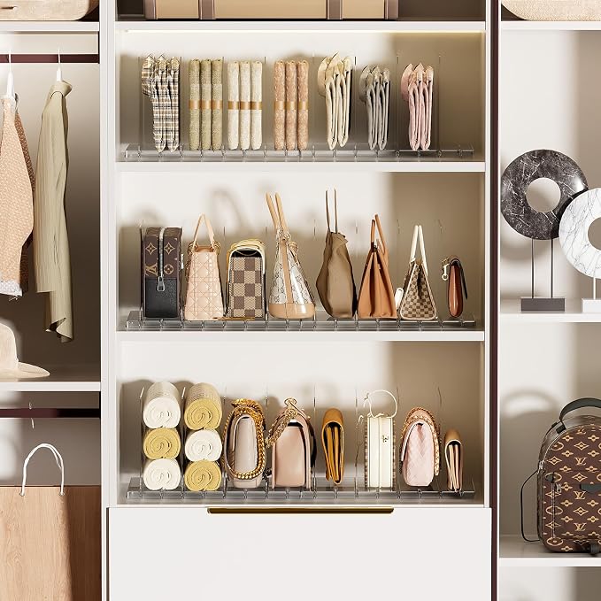 Bag & Purse Organizer for Closet Stackable Acrylic Shelf Dividers for Closet - Image 5
