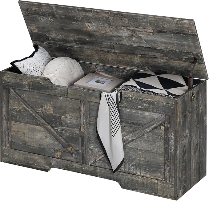 HOOBRO Storage Bench, 39.4” Retro Wooden Storage Chest - Image 5