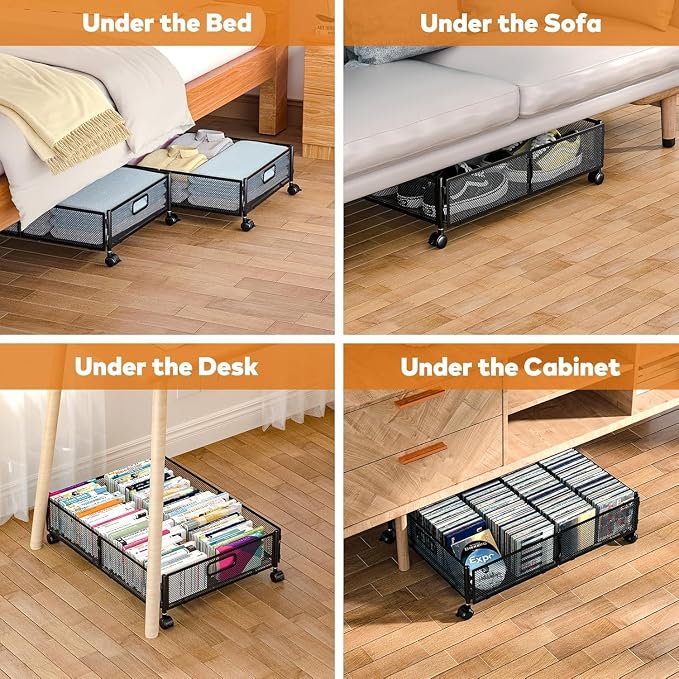Under Bed Storage with Wheels, Rolling Under Bed Storage Bins - Image 6