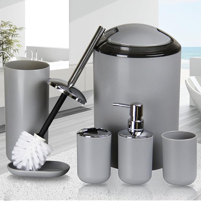 IMAVO Bathroom Accessories Set, 7 Pieces Bathroom Accessory Set, Toilet Brush - Image 6