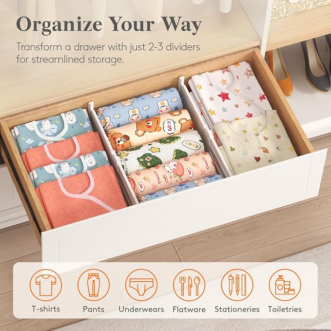 Lifewit 5" Tall 12 Pack Deep Drawer Dividers, 11.5-18.5" Expandable Drawer - Image 9