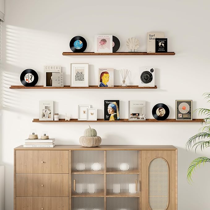 Floating Picture Ledge Shelves for Wall Set of 2, 55 Inches Picture Shelf - Image 2