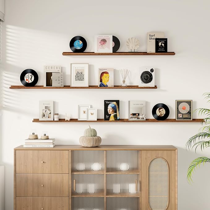 Floating Picture Ledge Shelves for Wall Set of 2, 84 Inches Picture Ledge Shelf - Image 2