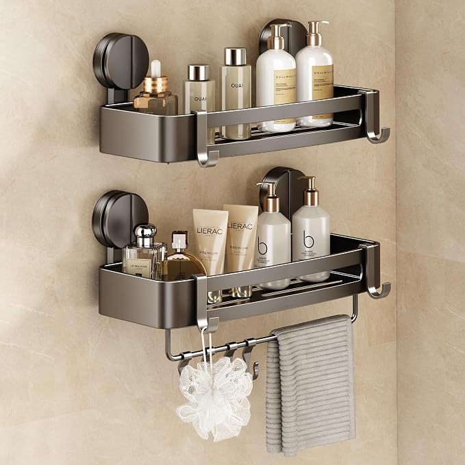 VOLPONE Shower Caddy Suction Cup, 2 Pack Corner Shower Shelves No Drilling by VOLPONE