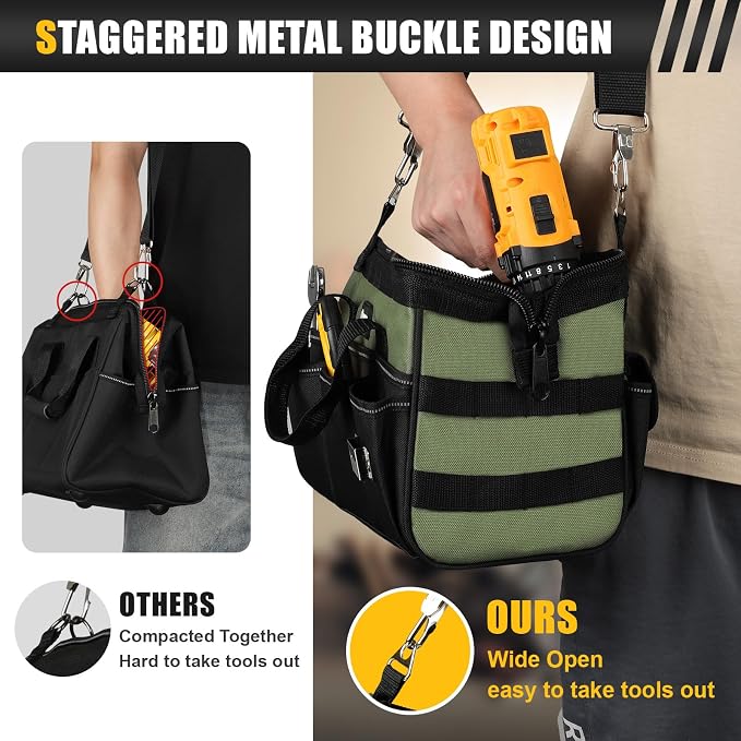 12-Inch Mini Small Tool Bag, 15-Pocket Portable Tool Box Organizer Storage - Image 6