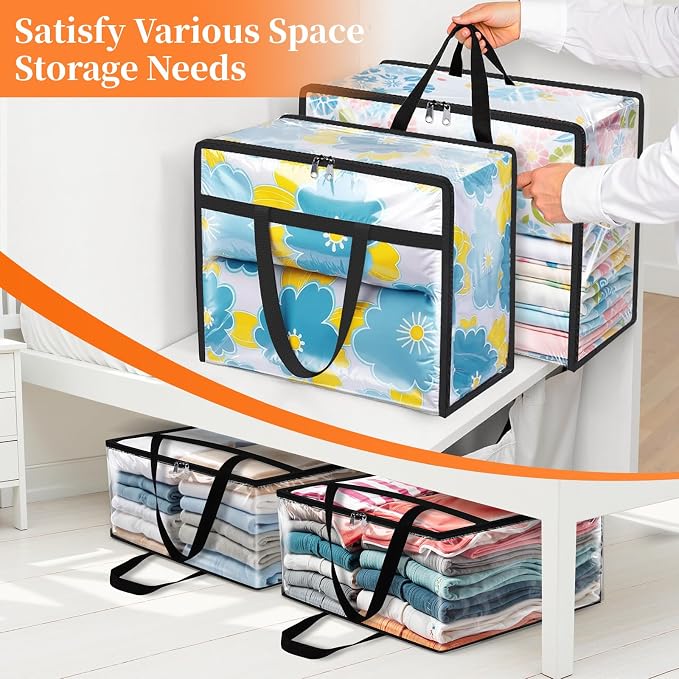 4 Pack Storage Bags, 40L Foldable Moving & Packing Bags - Image 4
