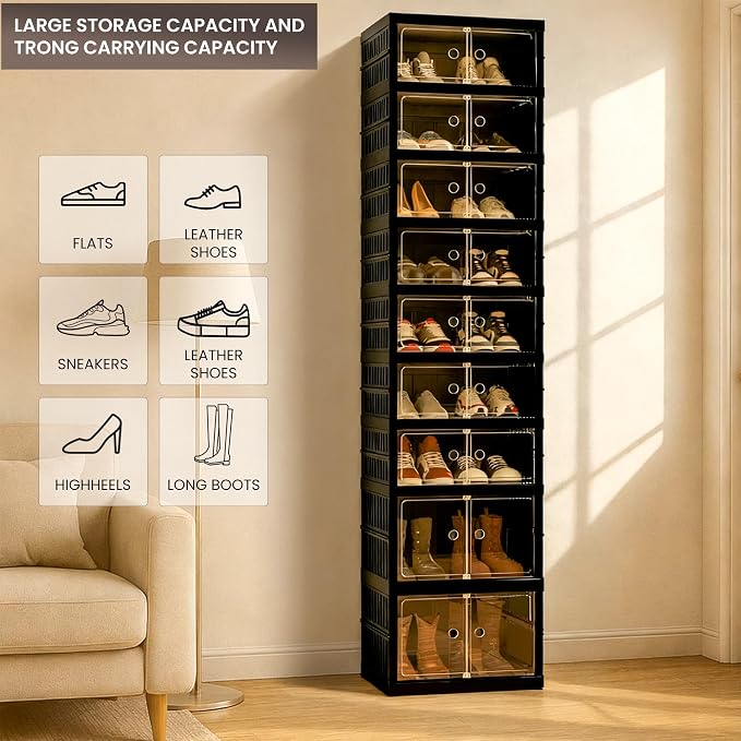 Foldable Shoe Organizer Storage Box, Portable Extra Large Folding Shoe Rack - Image 5