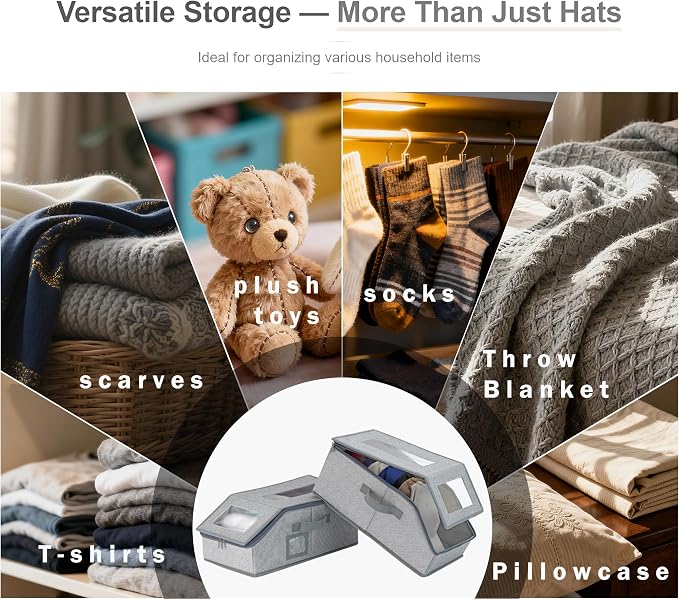 2 Pack Hat Boxes for Women and Men Storage, Fitted Perfect Curve Hats - Image 6
