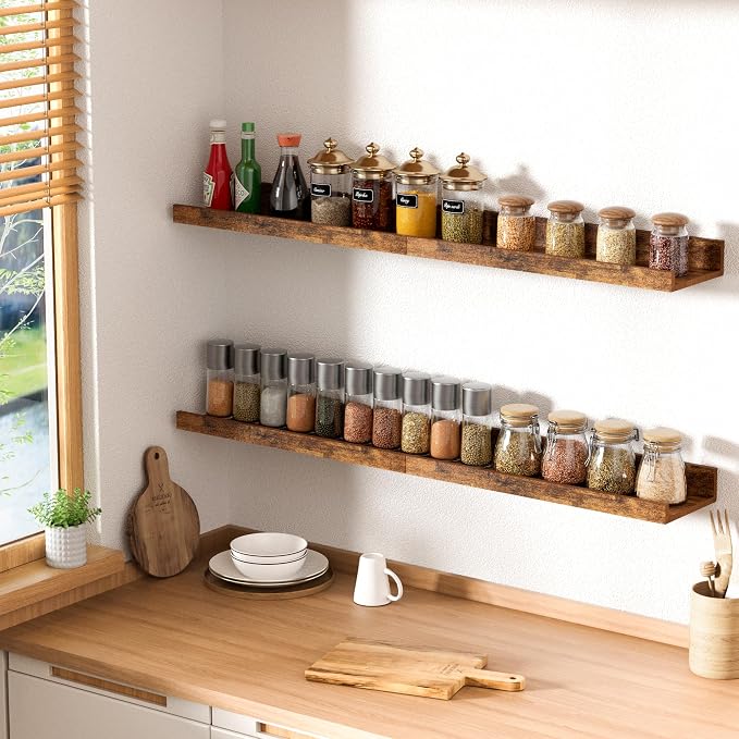 upsimples Floating Shelves for Wall, Wall Shelves for Decor Storage Set of 6 - Image 7