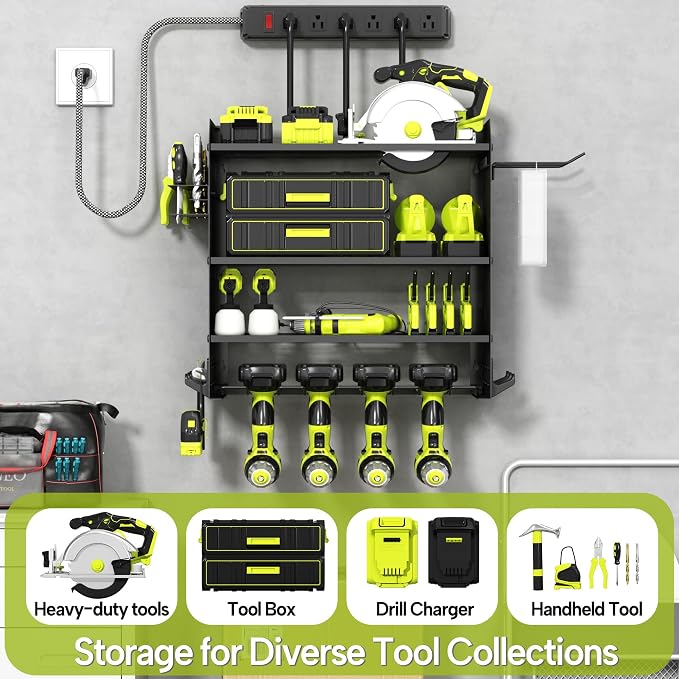 4 Layer Heavy Duty Power Tool Organizer Wall Mount - Image 6