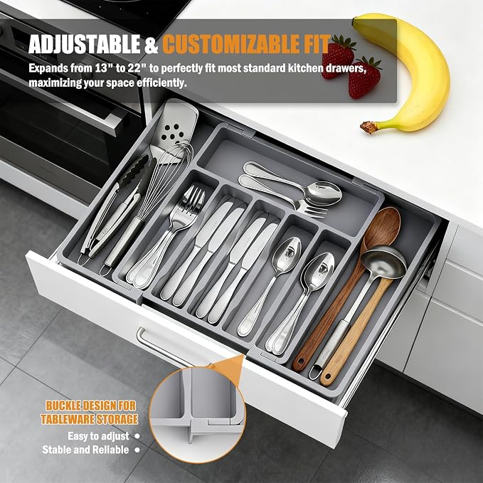 2 PCS Large Expandable Silverware Organizer - Image 4