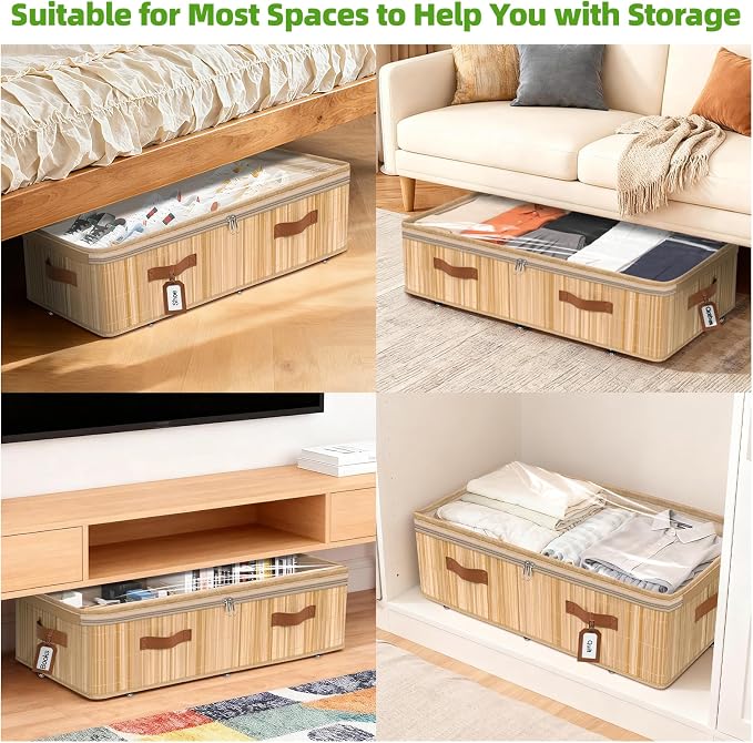 Livole 3 Pack Bamboo Under Bed Storage - Image 8