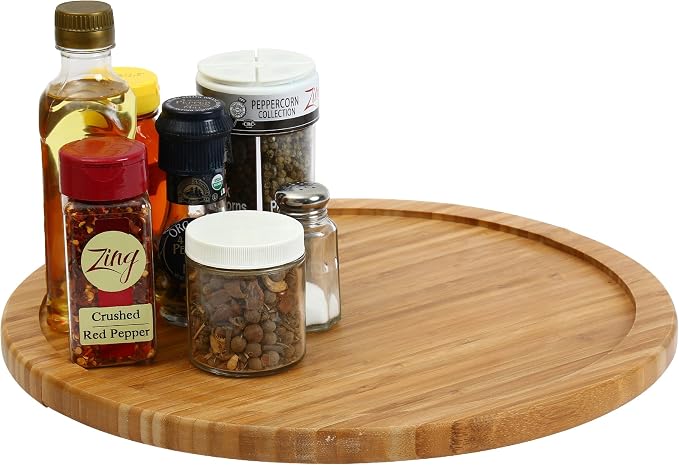 YBM HOME Bamboo Lazy Susan Single Turntable - Image 2