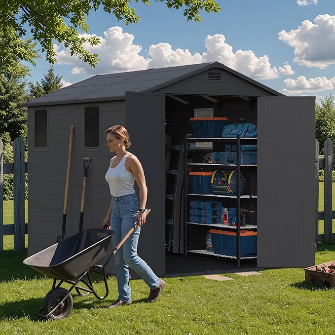 Greesum 6×8FT Plastic Outdoor Storage Shed - Image 2