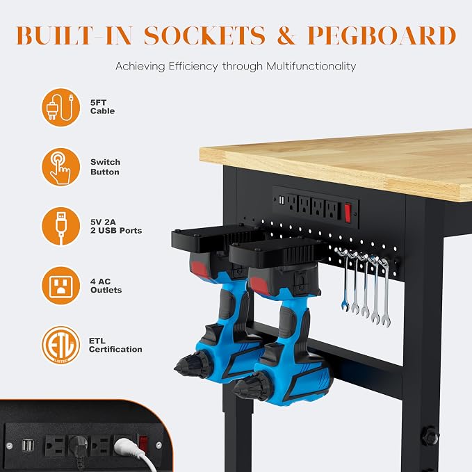 Betterhood 48" Heavy Duty Adjustable Workbench - Image 3