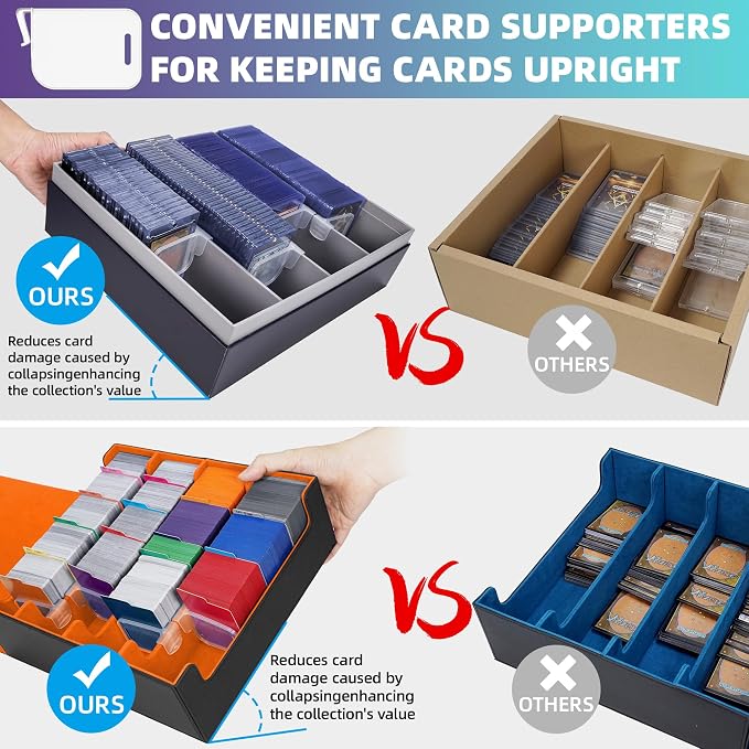 AFIING Trading Card Storage Box 6000+ Capacity – DIY Toploader Case w/ 24 - Image 3