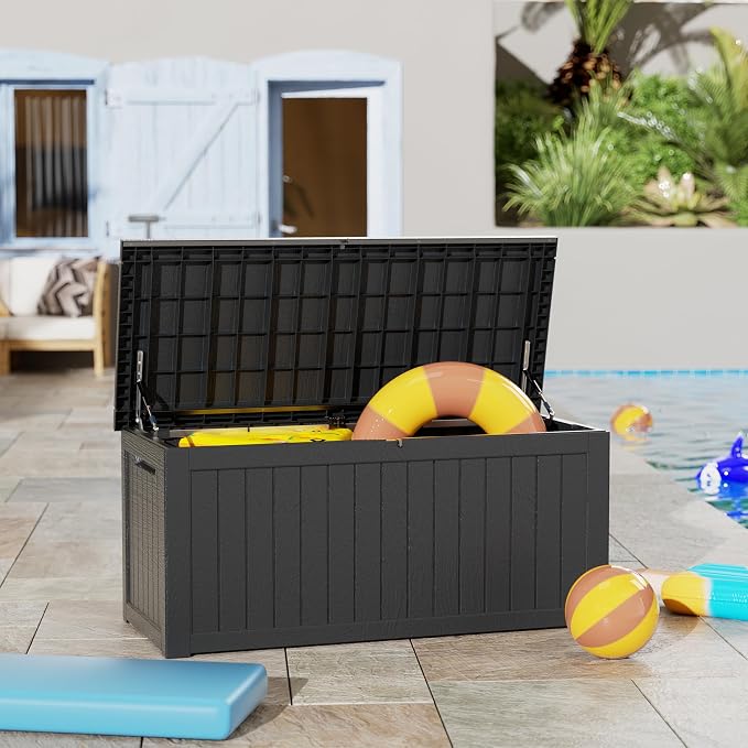 270 Gallon Outdoor Storage Box Waterproof Lockable Resin Deck Box Large - Image 5