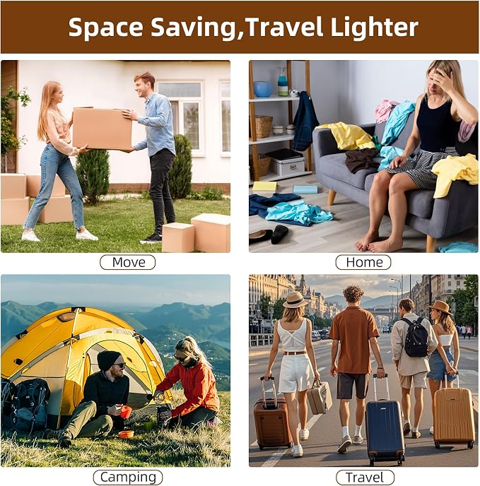 18 Pack Travel Vacuum Bags for Clothing, Compression Seal Packing Cubes for - Image 8