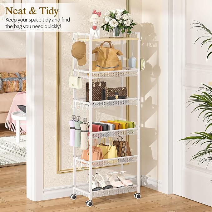 6 Tier Tall Purse Organizer for Closet, Large Capacity Bag Organizer - Image 5