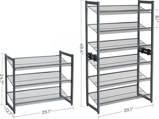 SONGMICS Shoe Rack, 6-Tier Shoe Organizer, Metal Rack - Image 3