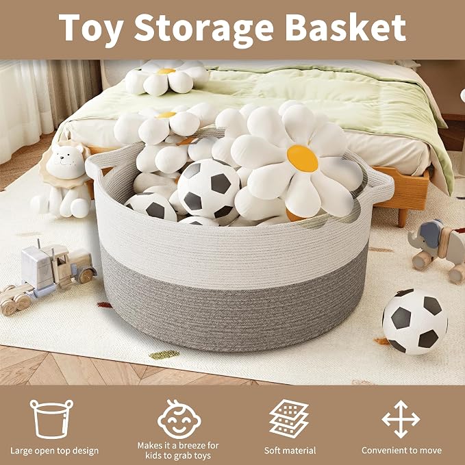 125L Extra Large Blanket Basket, Jumbo Laundry Woven Basket Decorative Home - Image 4