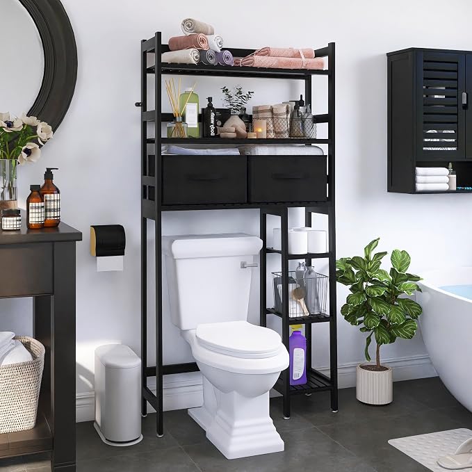 SMIBUY Over-The-Toilet Storage Rack, 6-Tier Bamboo Large Bathroom Organizer - Image 2