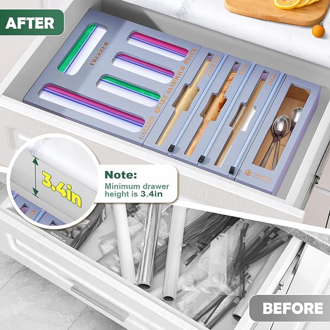 Calmbee Storage Bag Organizer, Foil and plastic Wrap Organizer - Image 4