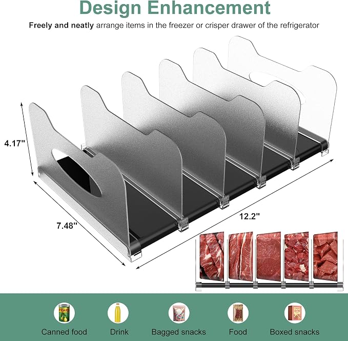 Freezer Organizer 12” Visible Fridge Organizer Rack - Image 3