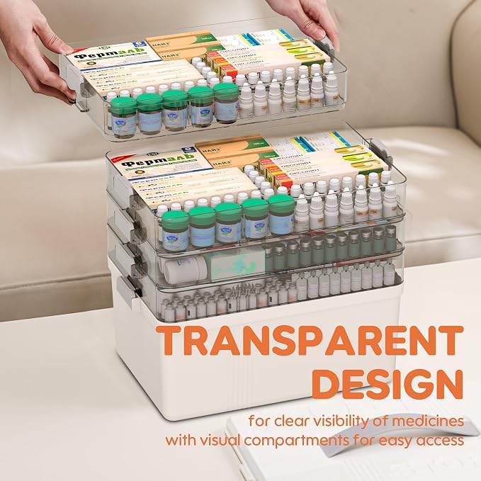 Citylife 5-Tier Medicine Organizer, Portable Medicine Cabinet First Aid Kit - Image 4