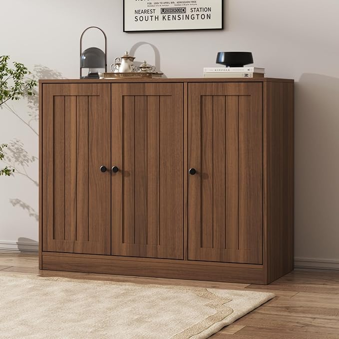 Buffet Cabinet with 3 Door, Kitchen Storage Cabinet with Adjustable Shelf - Image 8