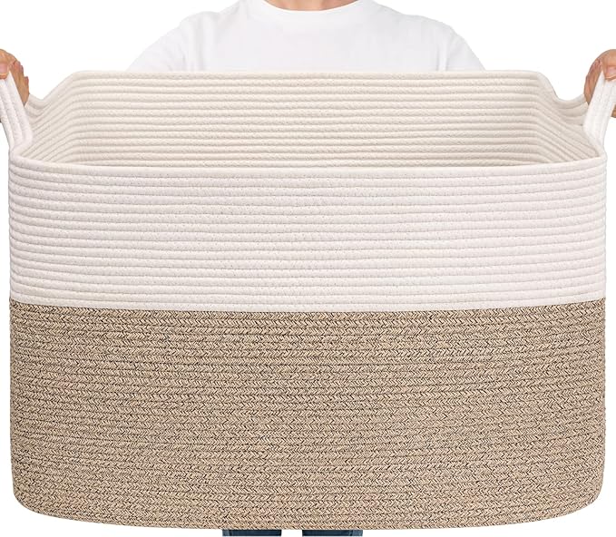 Goodpick Large Woven Blanket Basket 105L, Dirty Clothes, Extra Large Rectangle by Goodpick
