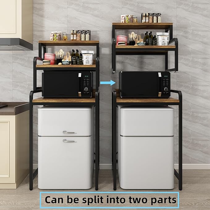 4-Tier Kitchen Bread Rack, Mini Fridge Stand Shelf, Double-Purpose Rack - Image 3