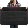 70L Large Blanket Basket, 21.6" x 16.9" x 11.8" Woven Storage Basket by OIASKET