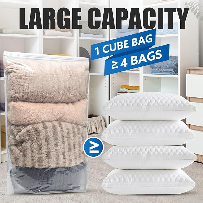 4 Pack Extra Large Thickened Cube Vacuum Seal Storage Bags, Space Saver - Image 2