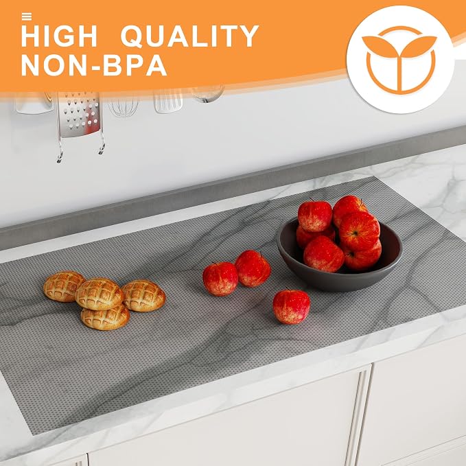 FLPMIX Kitchen Cabinet Liner Clear: Translucent Grey Easy to Cut Drawer Mat 12" - Image 8