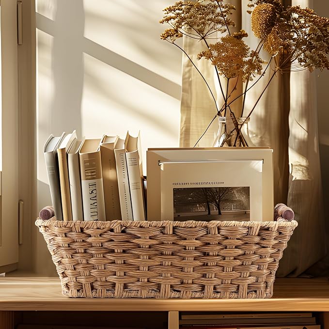 Basket - Wicker Storage Basket, Hand Woven Wicker Storage Basket - Image 5