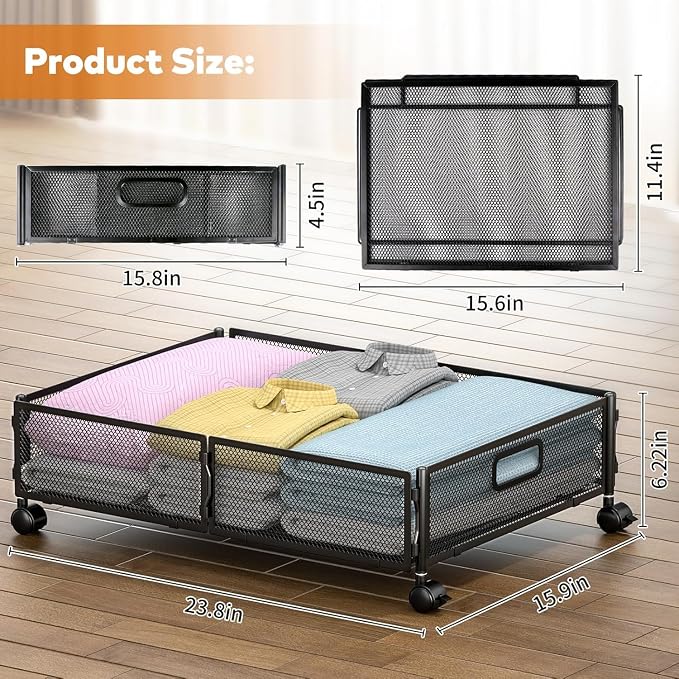 Under Bed Storage with Wheels, Rolling Under Bed Storage Bins - Image 3