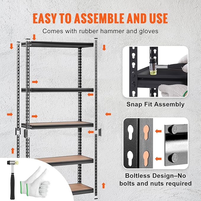 VEVOR Storage Shelving Unit, 5-Tier Adjustable, 2000 lbs Capacity, Heavy Duty - Image 5