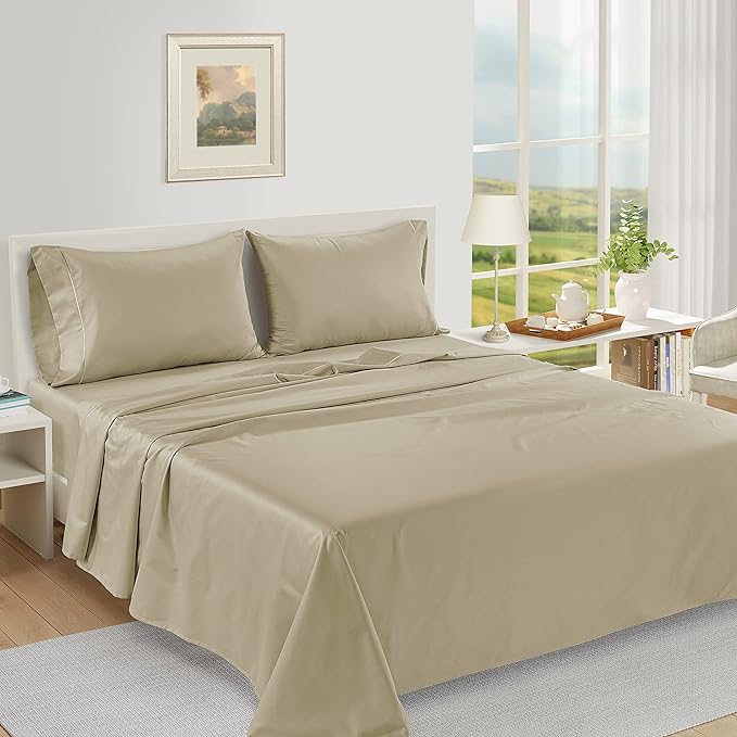 LANE LINEN Pillow Case Covers King Set of 2 100% Egyptian Cotton Sateen Soft - Image 2