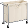 SONGMICS Laundry Basket with Wheels, 3-Section Rolling Laundry Hamper, 52.8 by SONGMICSbySONGMICSHOME
