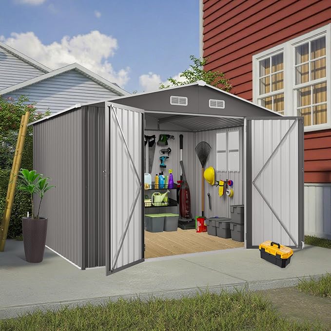 Metal Storage Shed, 10 X 8 FT Lockable Outdoor Tool Shed - Image 2