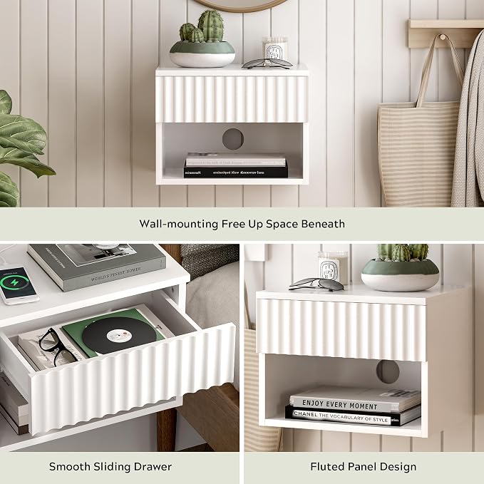 Fluted Floating Nightstand Set of 2 - Image 4