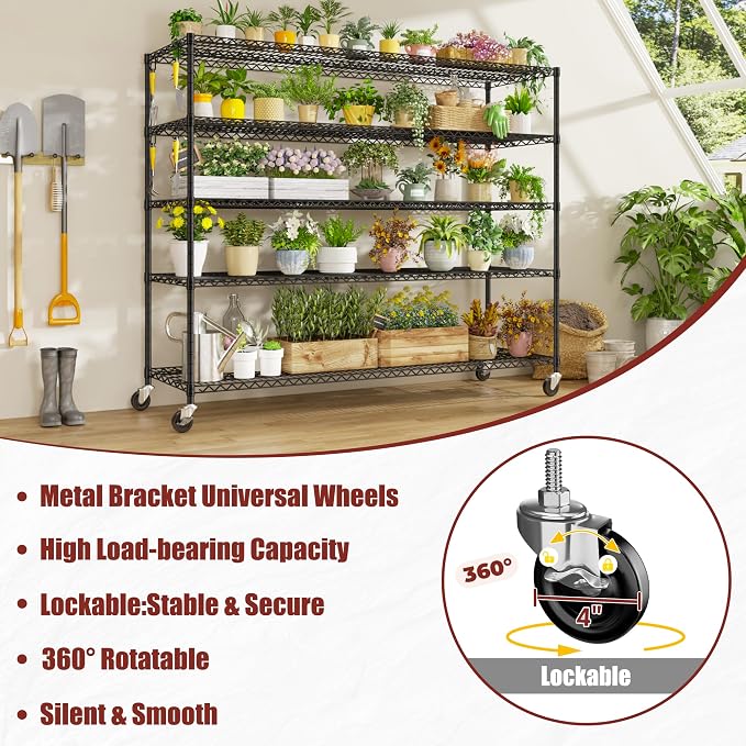 PrimeZone 5 Tier 80.7" Hx55.5 Wx24 D Wire Shelving - Image 8