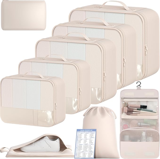 BAGAIL 9 Set Packing Cubes Luggage Packing Organizers by BAGAIL