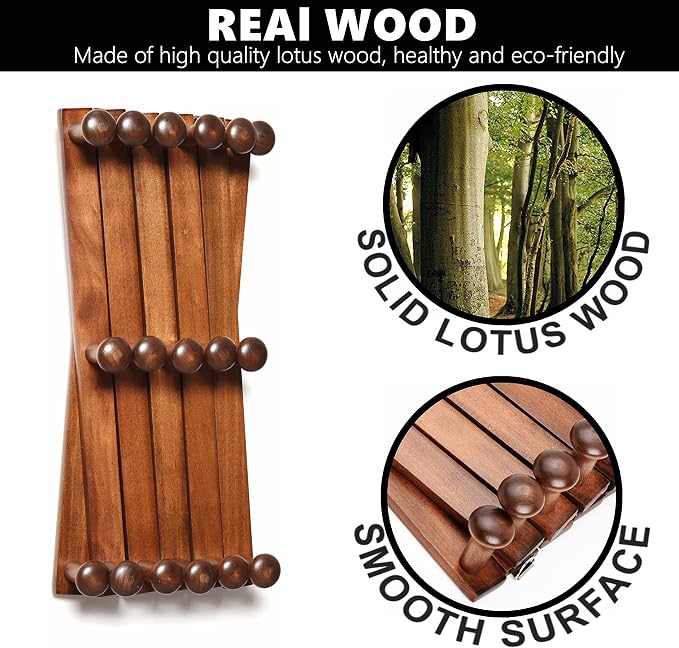 Amber Home Wood Accordion Wall Rack 17 Hooks, Expandable Wall Mounted Hanger - Image 4
