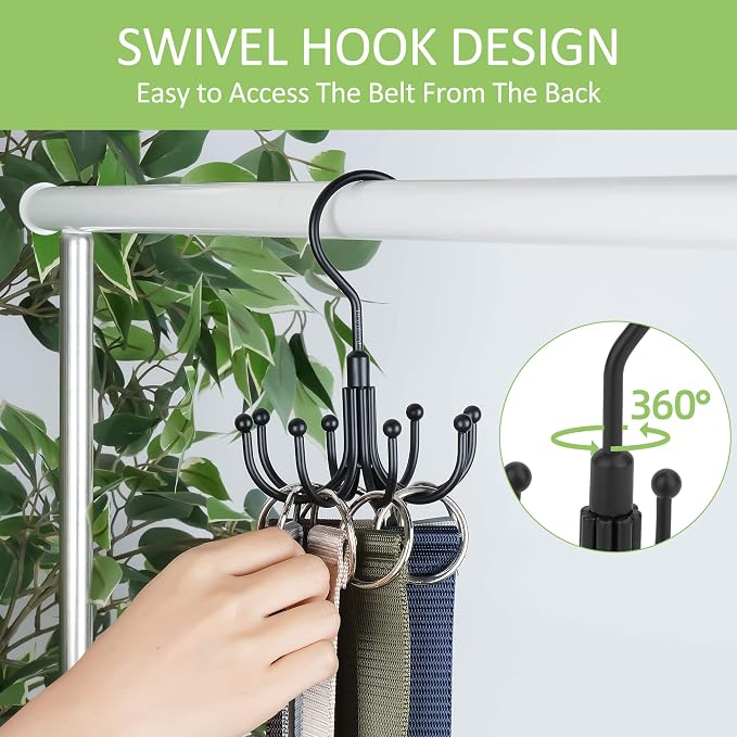 Belt Hanger, 2 Pack Rotatable Belt Organizer - Image 4