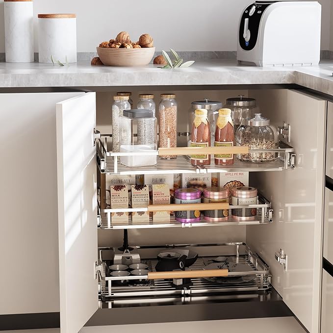Expandable Pull Out Cabinet Organizer, Adjustable Width:12.3~18.5''W x 22.5''D - Image 4